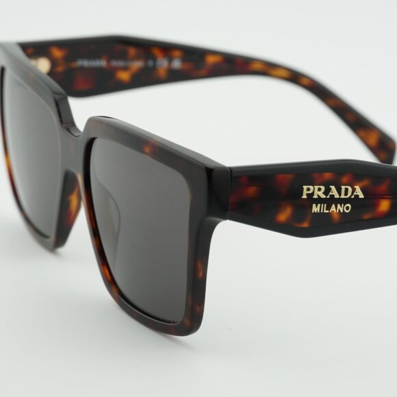 Prada PR24ZS 17N40L Sunglasses Root Tortoise Square Frame, Dark Grey Lenses main image 8